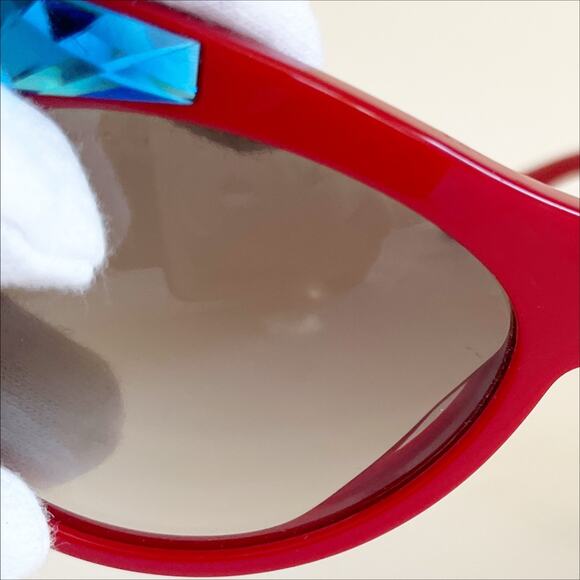 PRADA Vintage Womens Red Cat Eye Swarovski Sunglasses Italy Circa 2015 Y2K - Picture 8 of 10